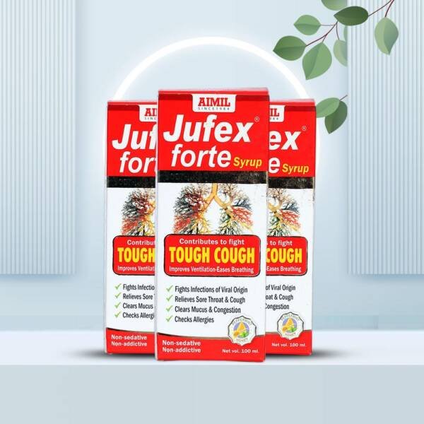 AIMIL JUFEX FORTE COUGH SYRUP, AYURVEDIC COUGH SYRUP, JUFEX COUGH SYRUP, HERBICHEM, COUGH SYRUP FOR CHILDREN, ACUTE COUGH MEDICINE, AIMIL COUGH SYRUP